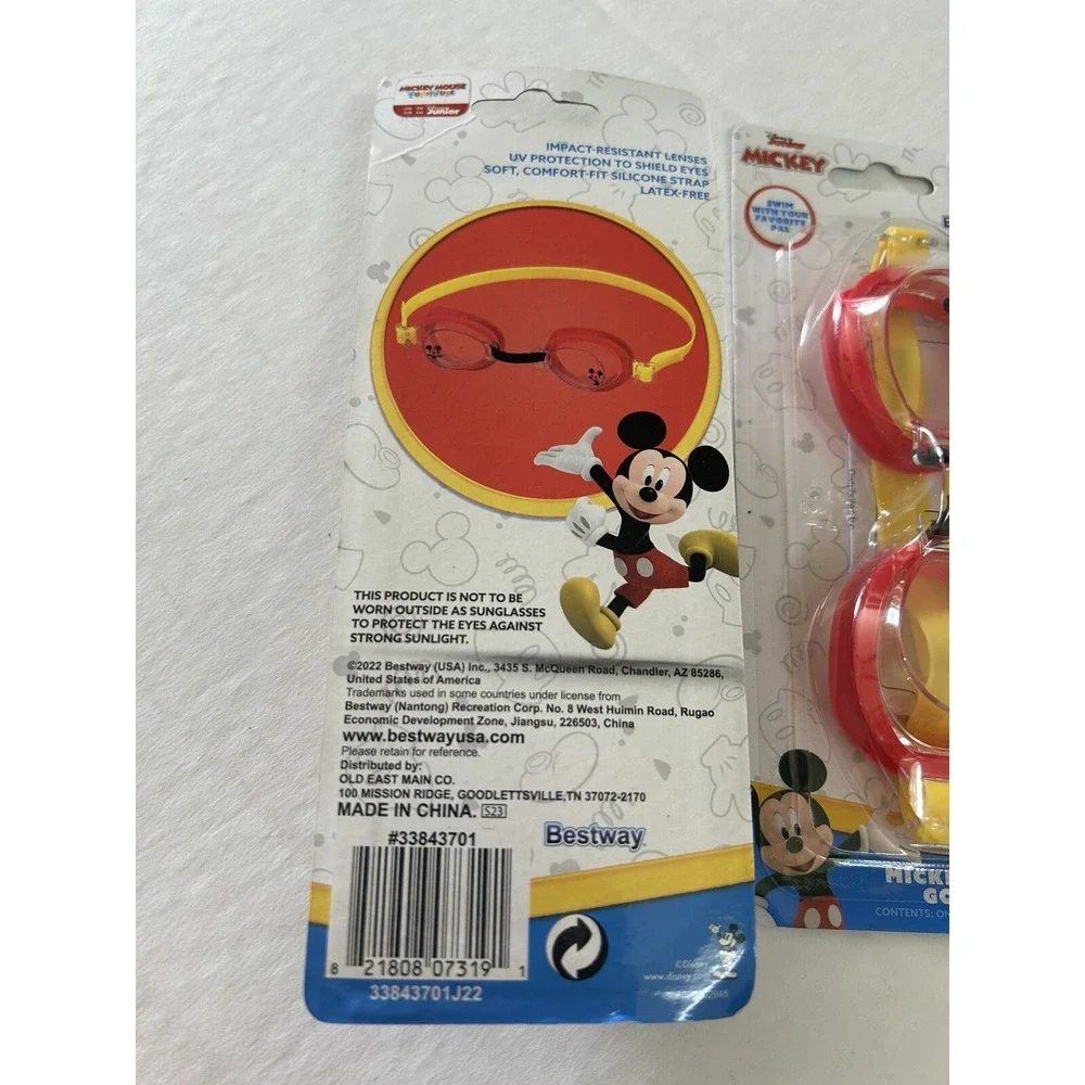 Mickey Mouse Swim Goggles Ages 3+ Red Disney Jr Lot of 2‎ New UV Protection